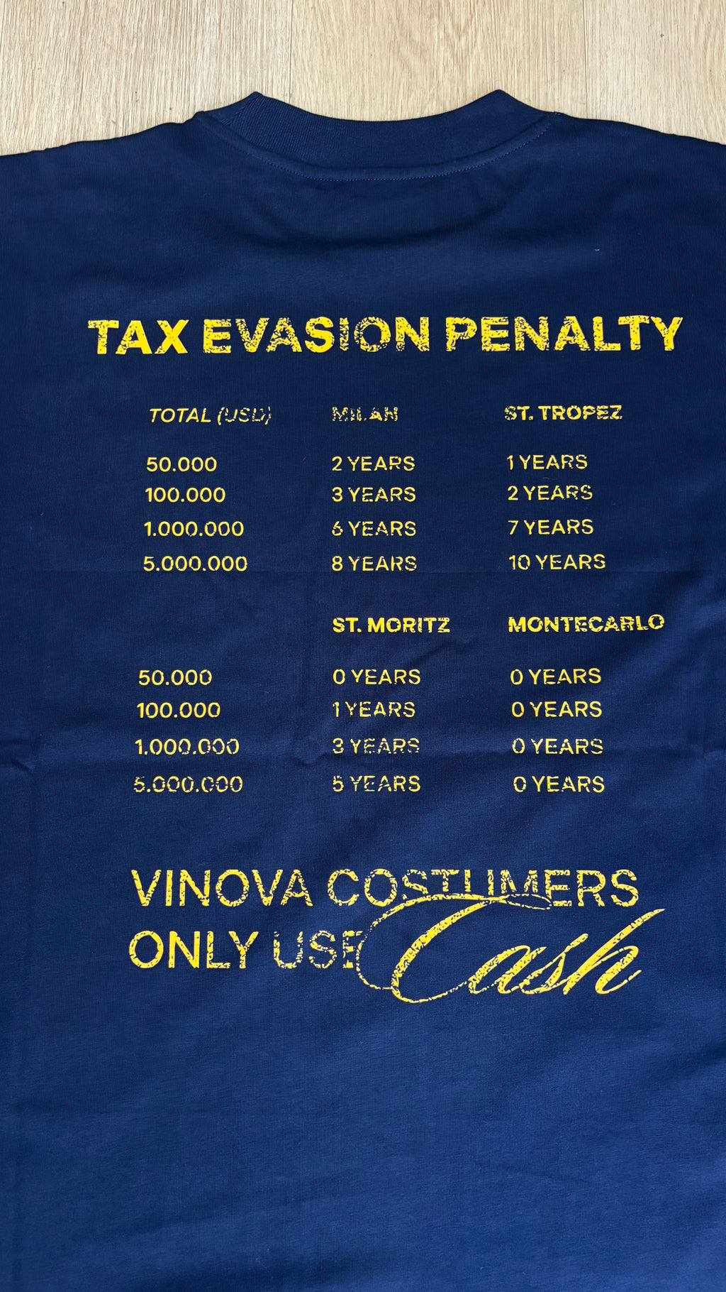 VINOVA “Tax Evasion Penalty” T-shirt