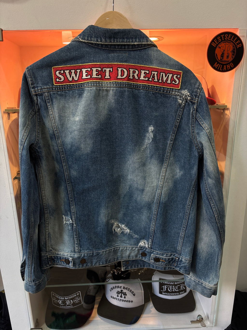 Saint Laurent Paris "Sweet Dreams" Distressed SS16 Denim Jacket Made in Japan