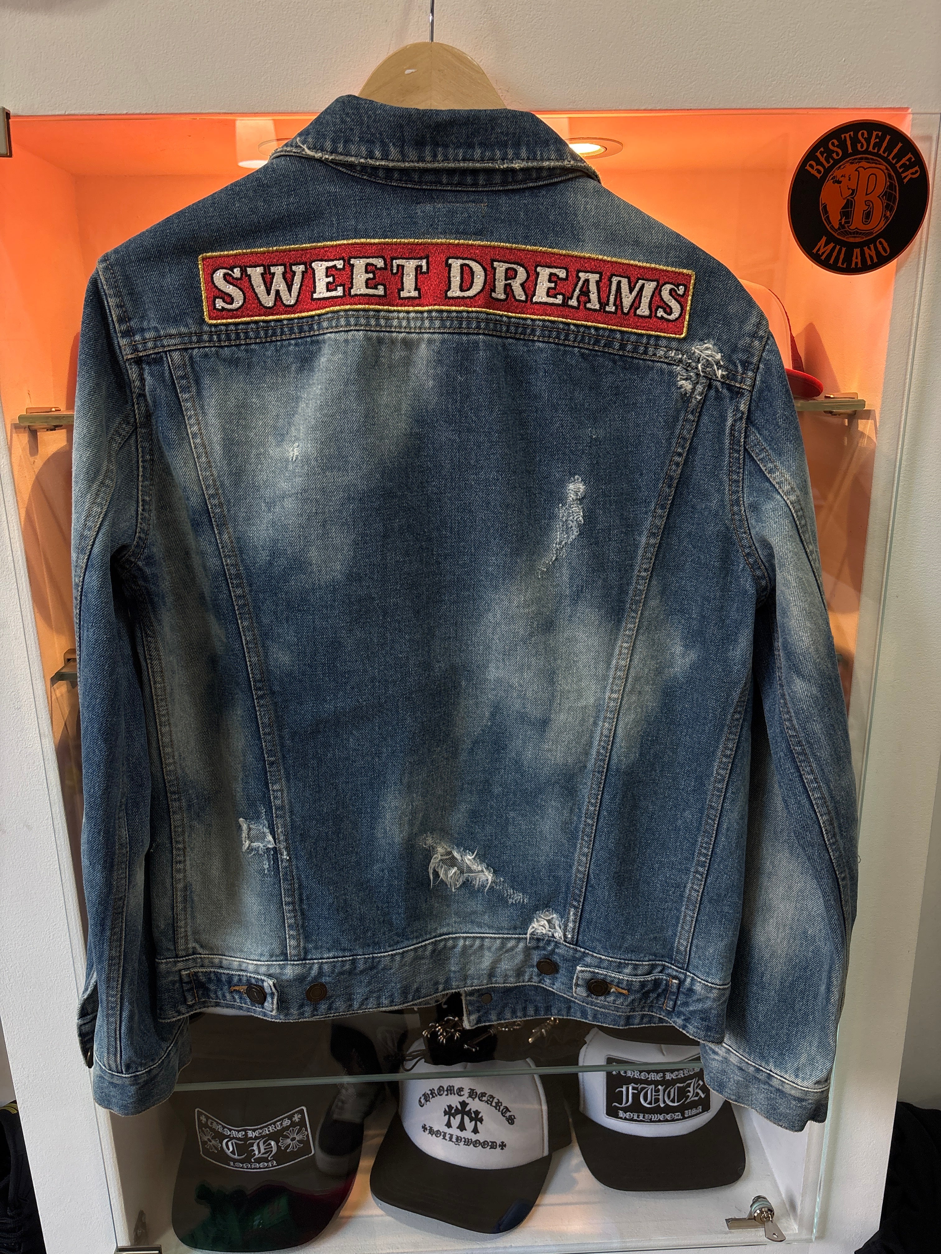 Saint Laurent Paris "Sweet Dreams" Distressed SS16 Denim Jacket Made in Japan