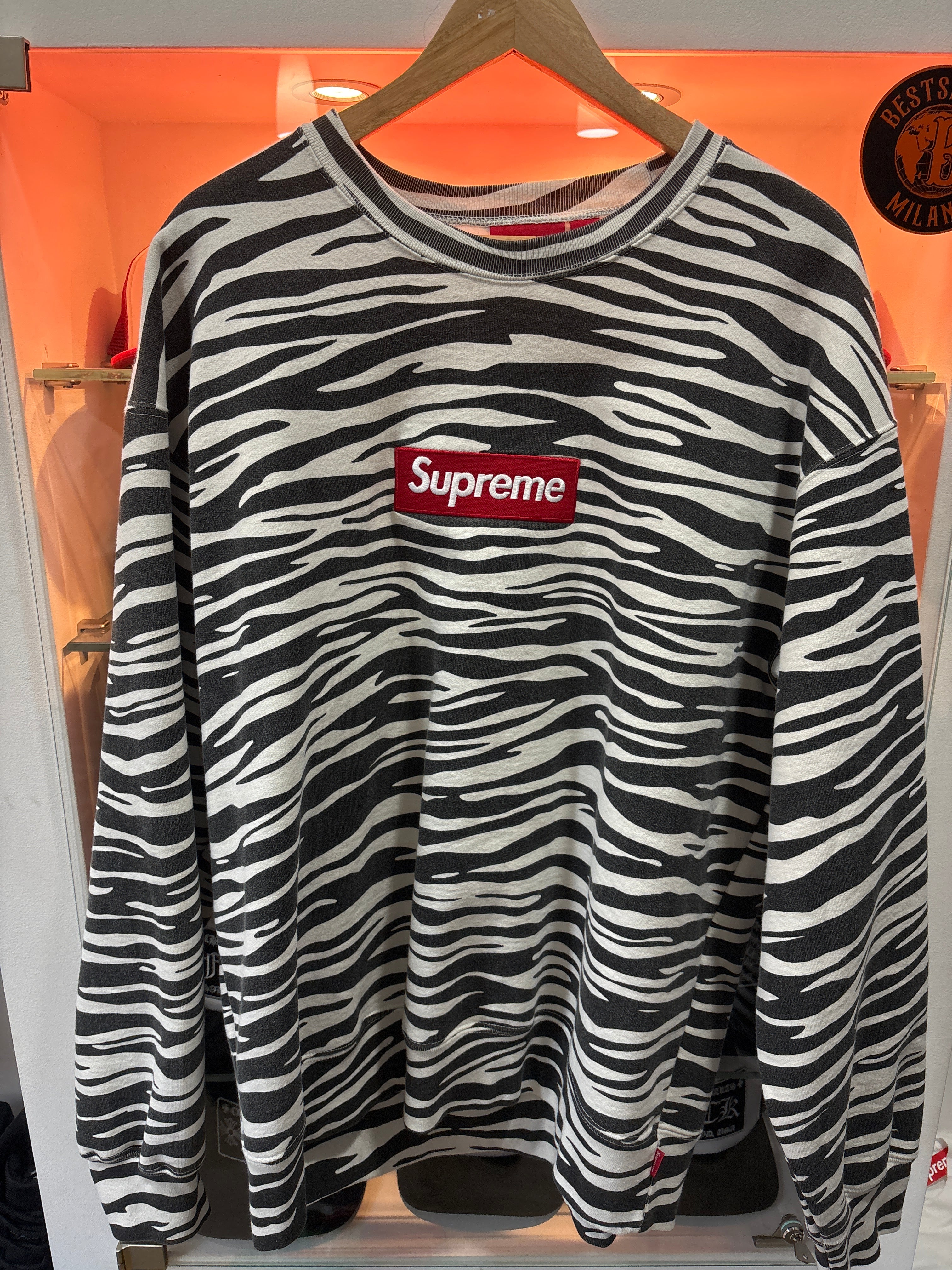 Supreme Crewneck Box logo Hoodie “zebra”
