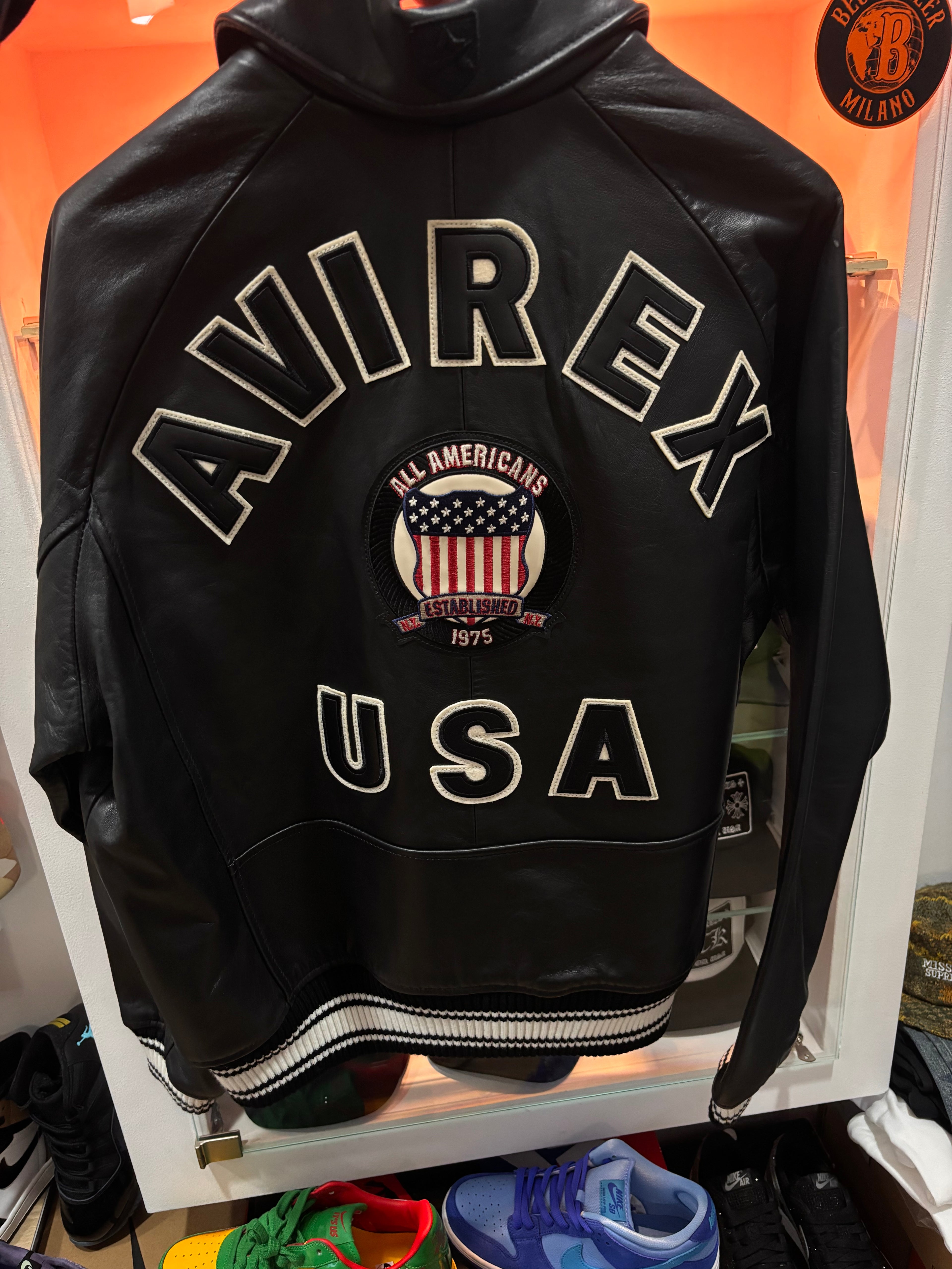 Avirex leather varsity jacket