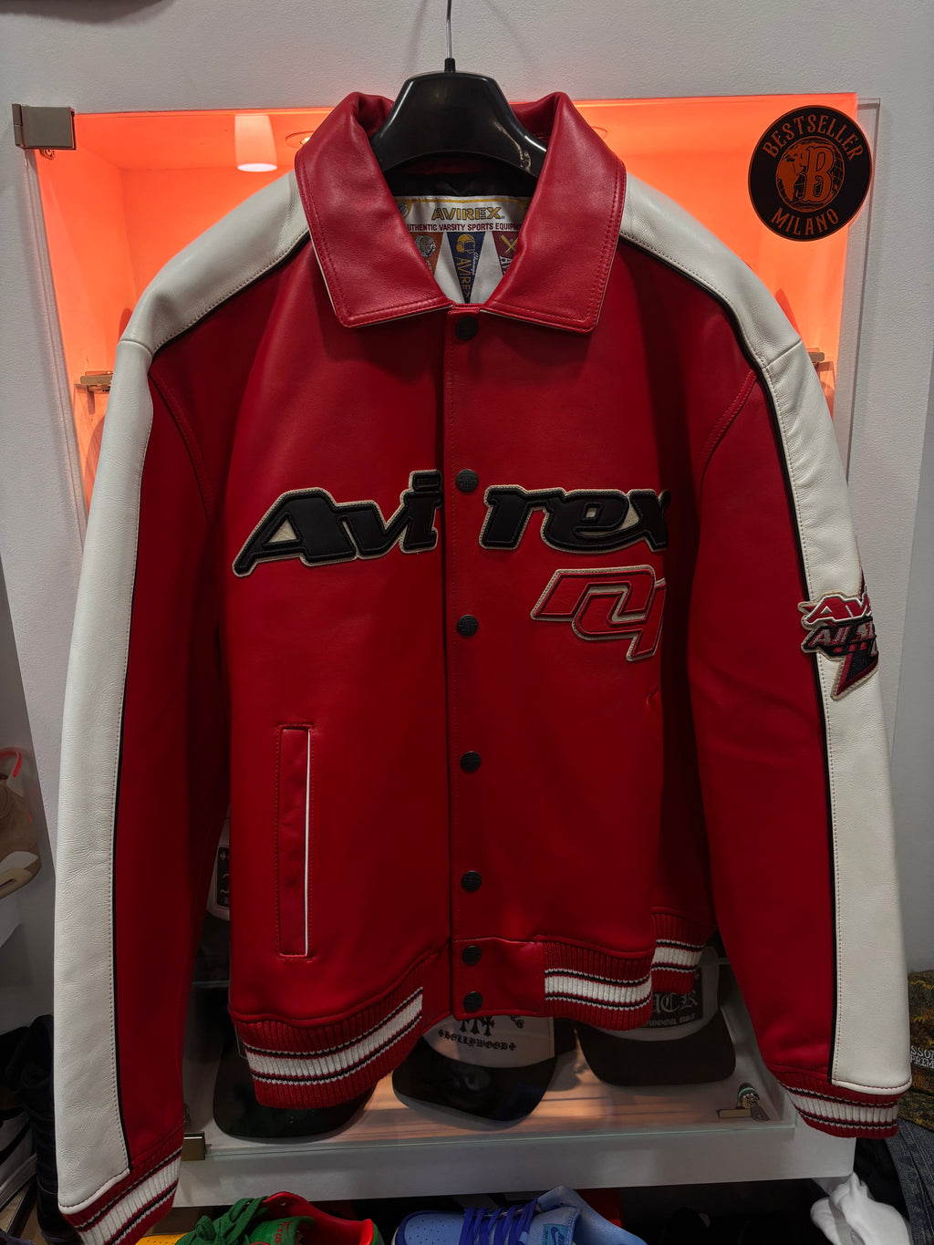 Avirex leather varsity jacket