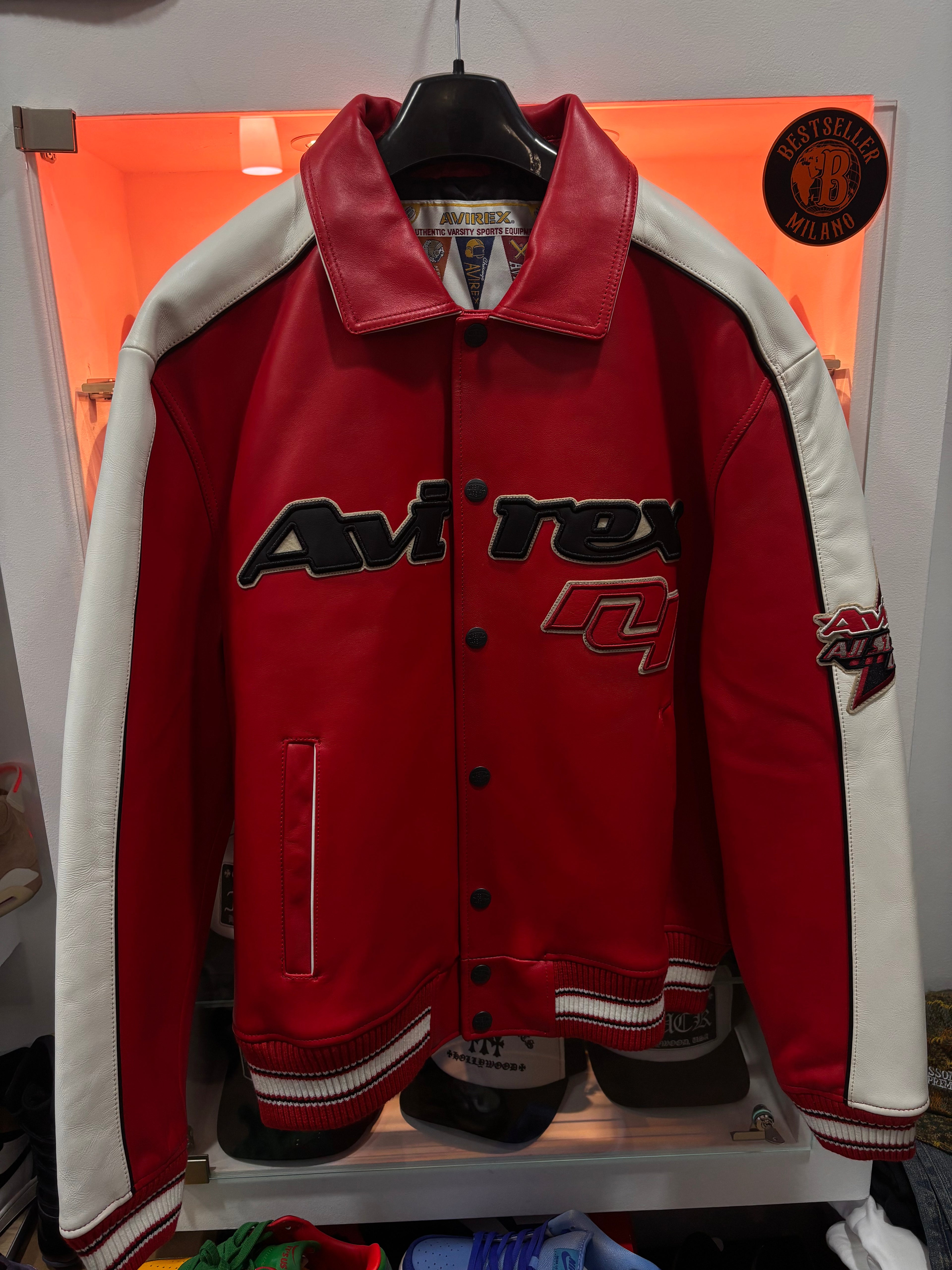 Avirex leather varsity jacket