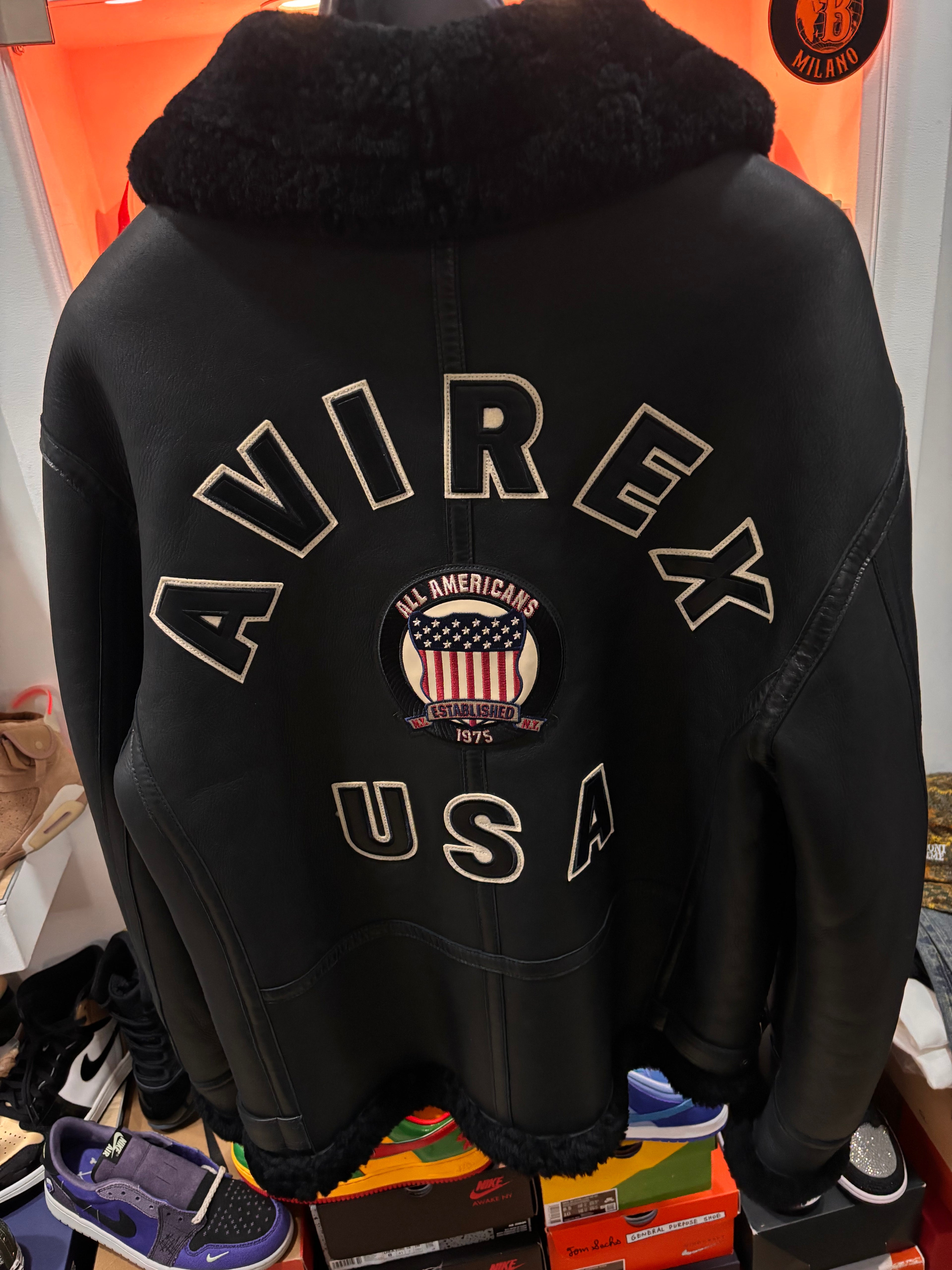 Avirex leather varsity jacket