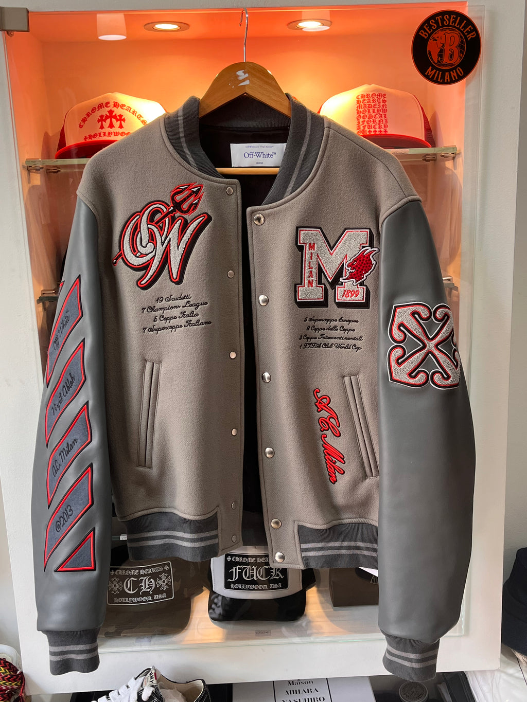 Off White Varsity Jacket A.C. Milan