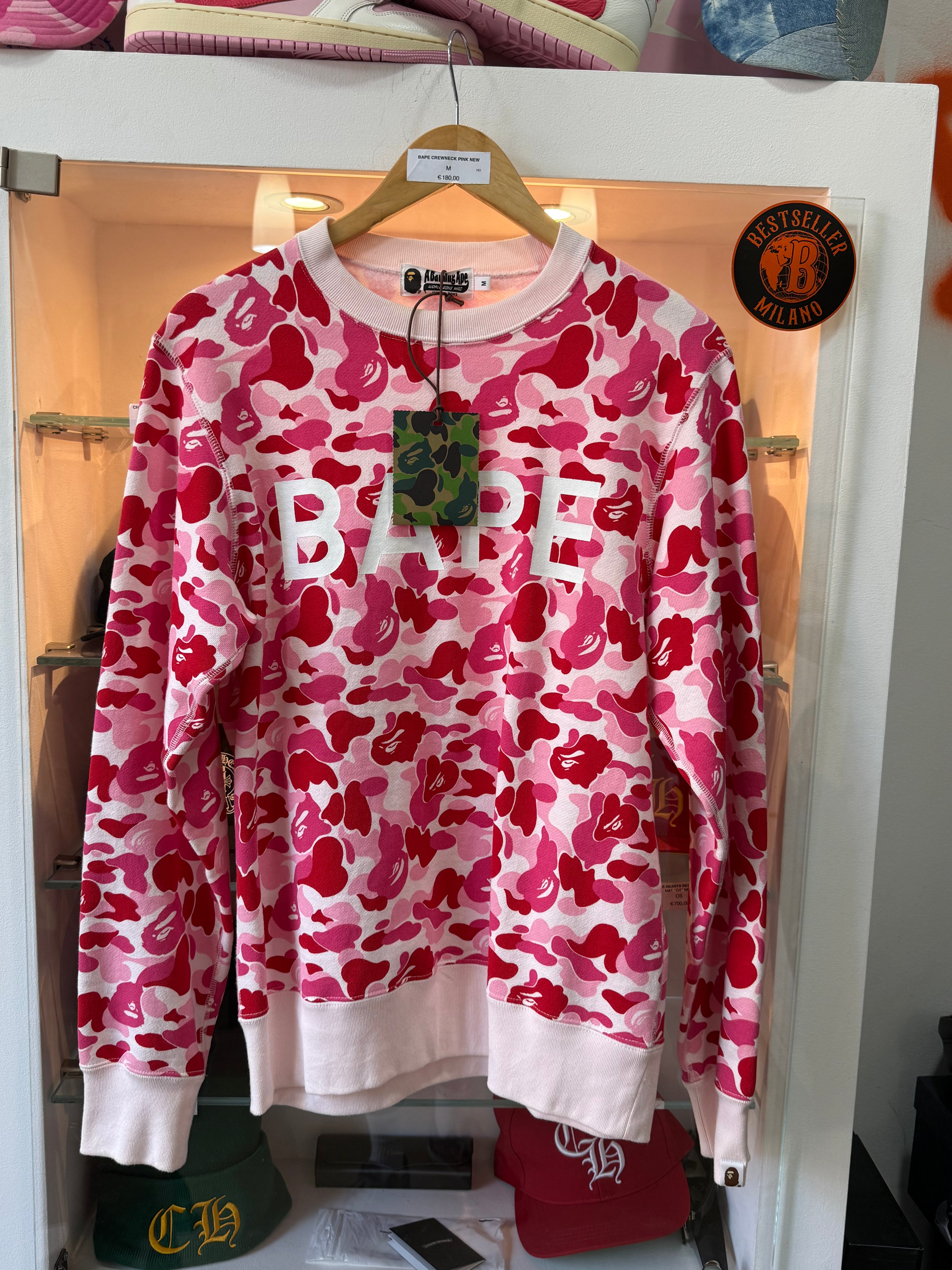 Bape crewneck pink new size M