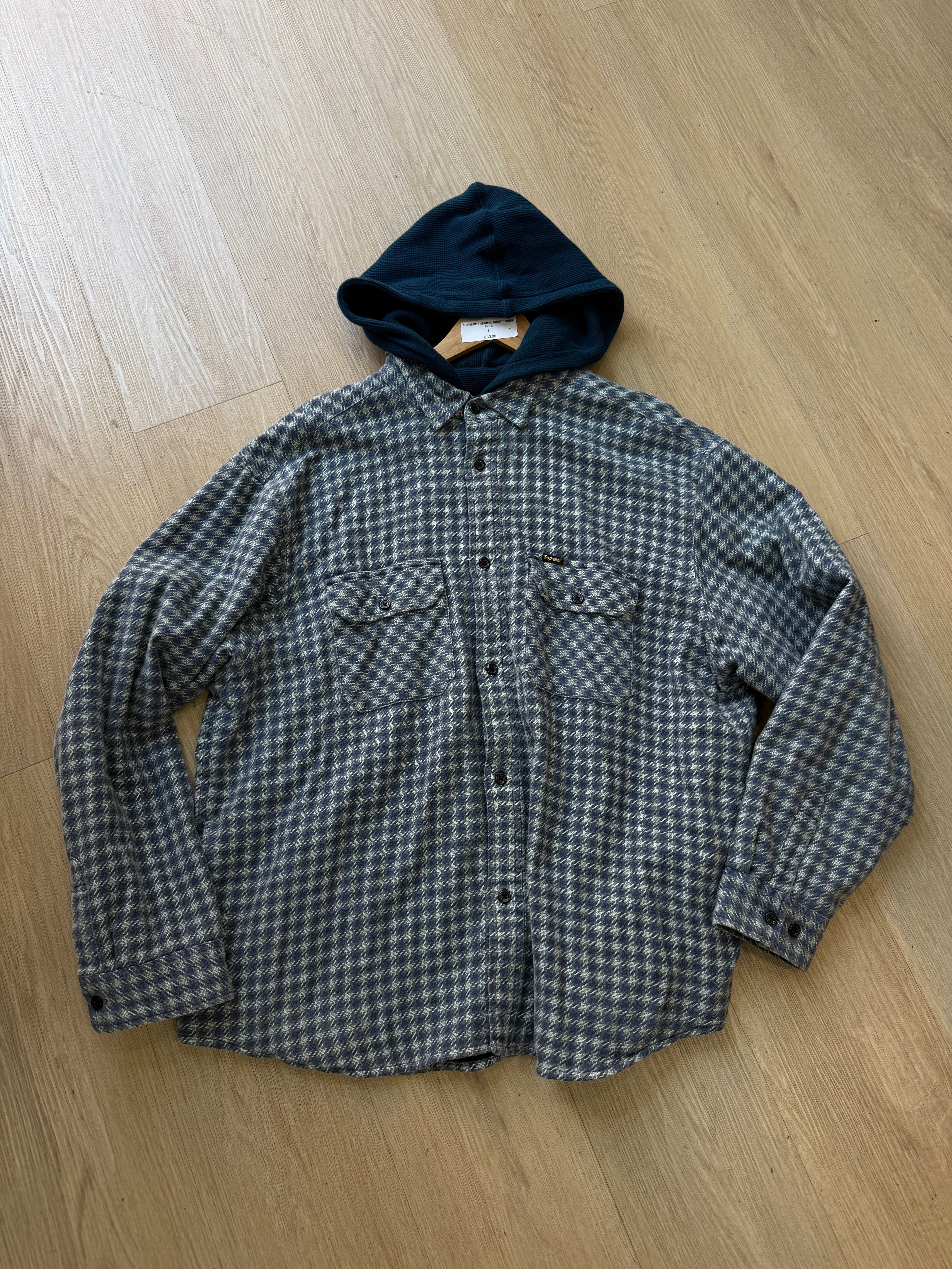 Supreme thermal shirt hoodie blue size L