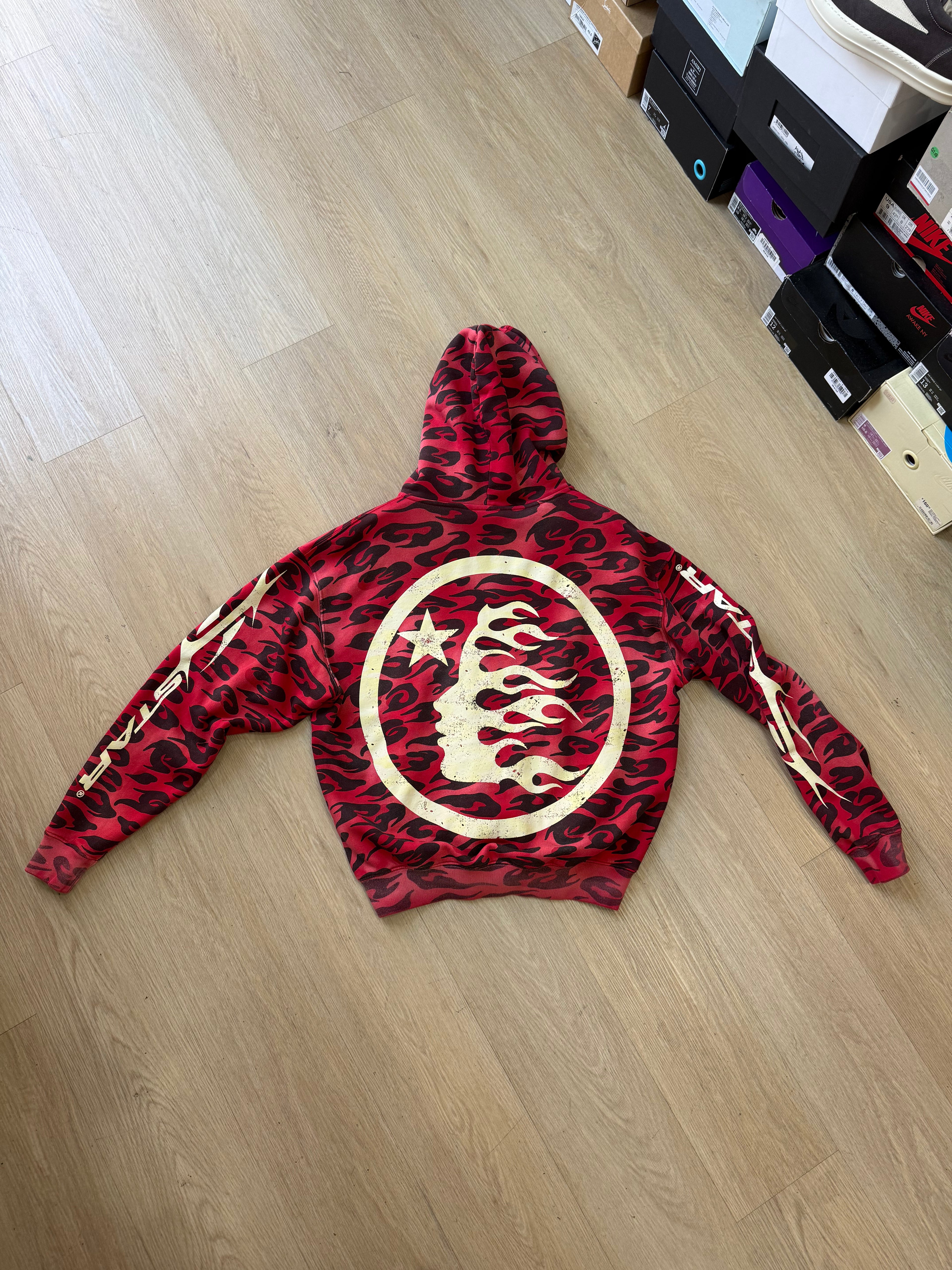 Hellstar red zip hoodie size S fit M