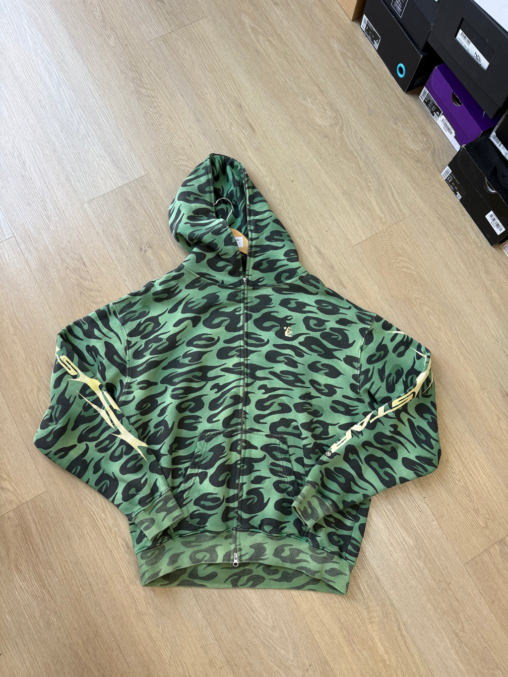 Hellstar green zip hoodie size M fit L