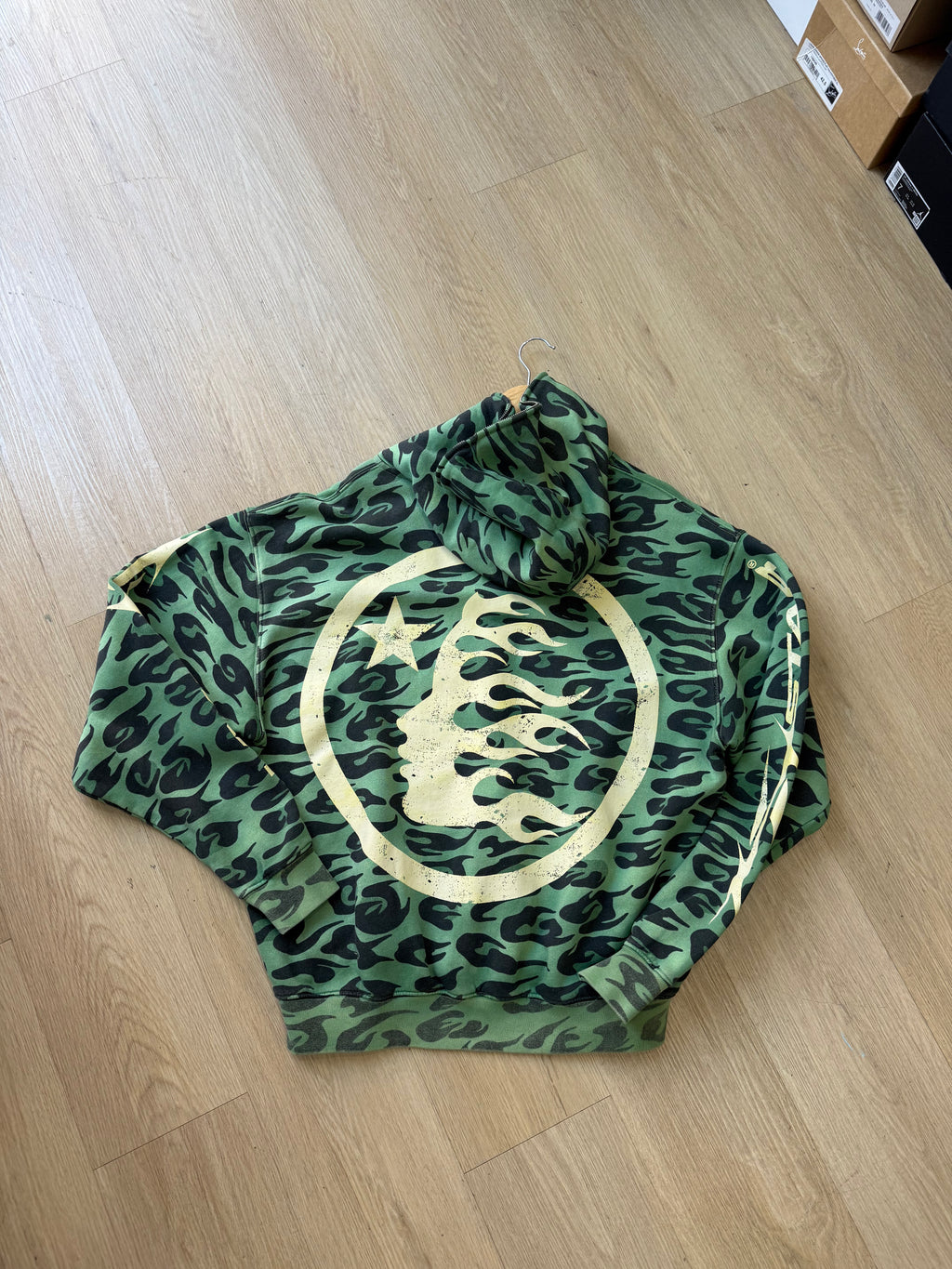 Hellstar green zip hoodie size M fit L